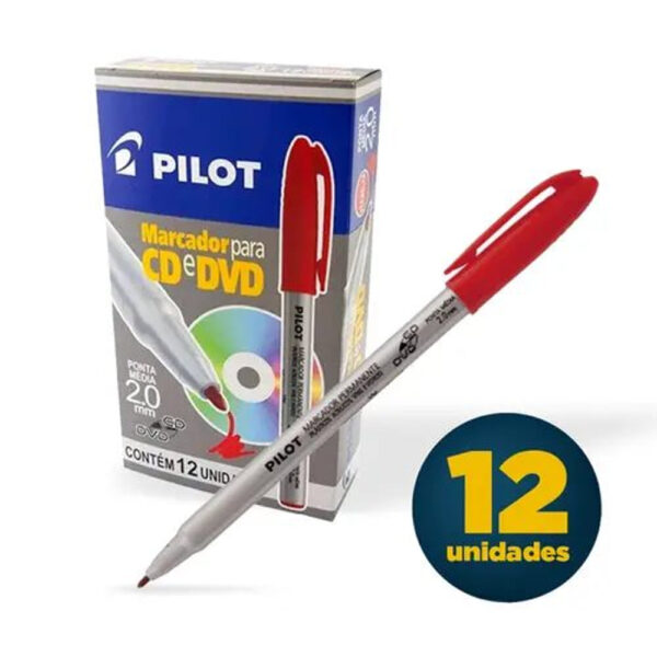 Caneta Pilot CD/DVD 2 0 Média Vermelho | UNIDADE