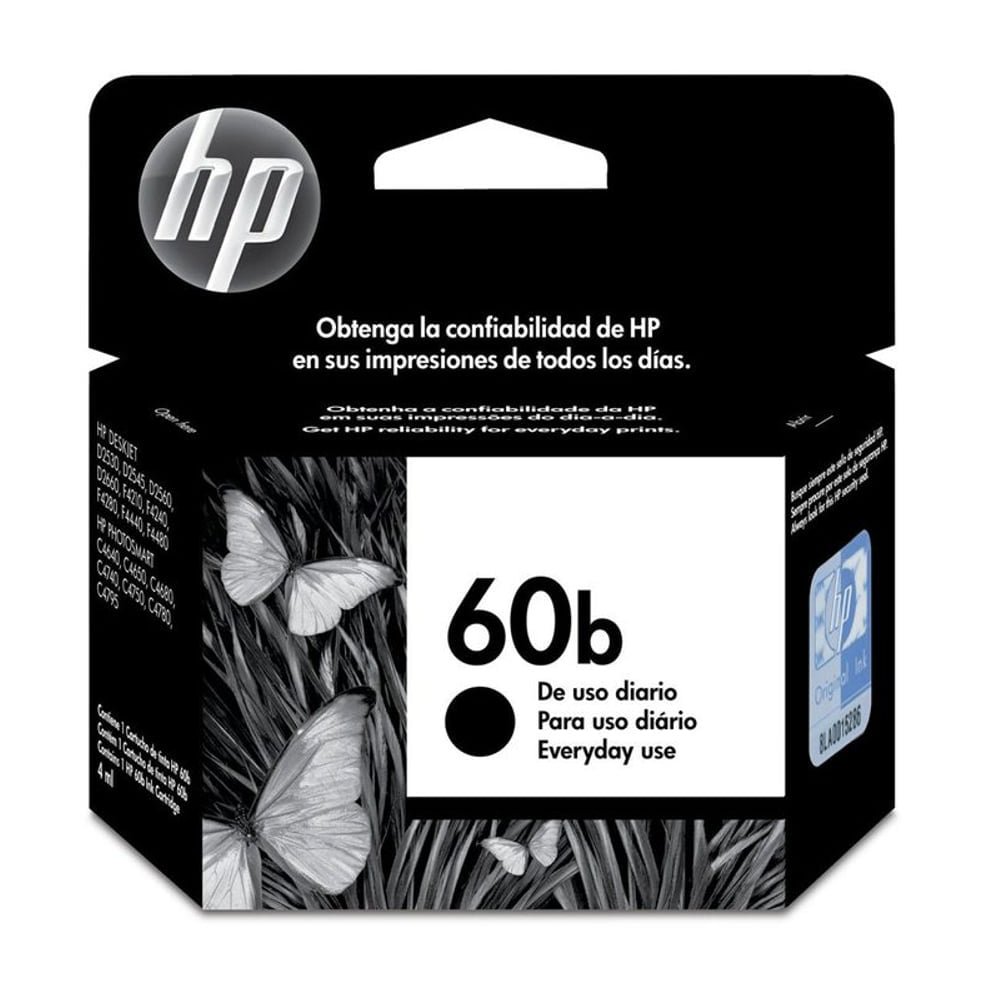 Cartucho HP 60B Preto CC636WB 4,5ml