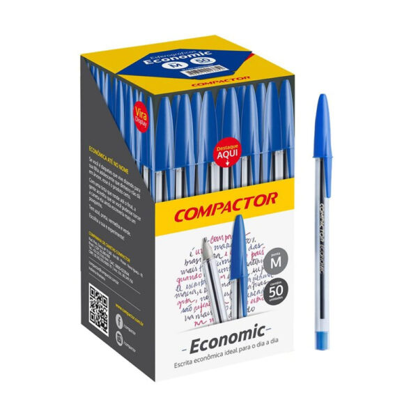 Caneta Esferográfica Compactor Economic Azul | UNIDADE