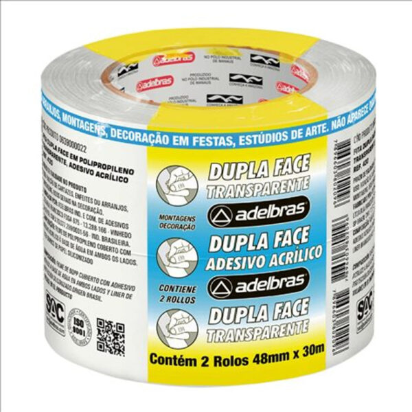 Fita Dupla Face Acrílica Adelbras 24mm x 30m | UNIDADE