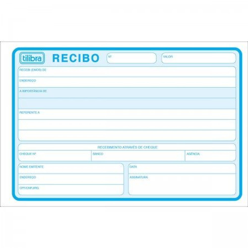 Bloco de Recibo Comercial Tilibra sem Canhoto 50 Folhas 137x89mm