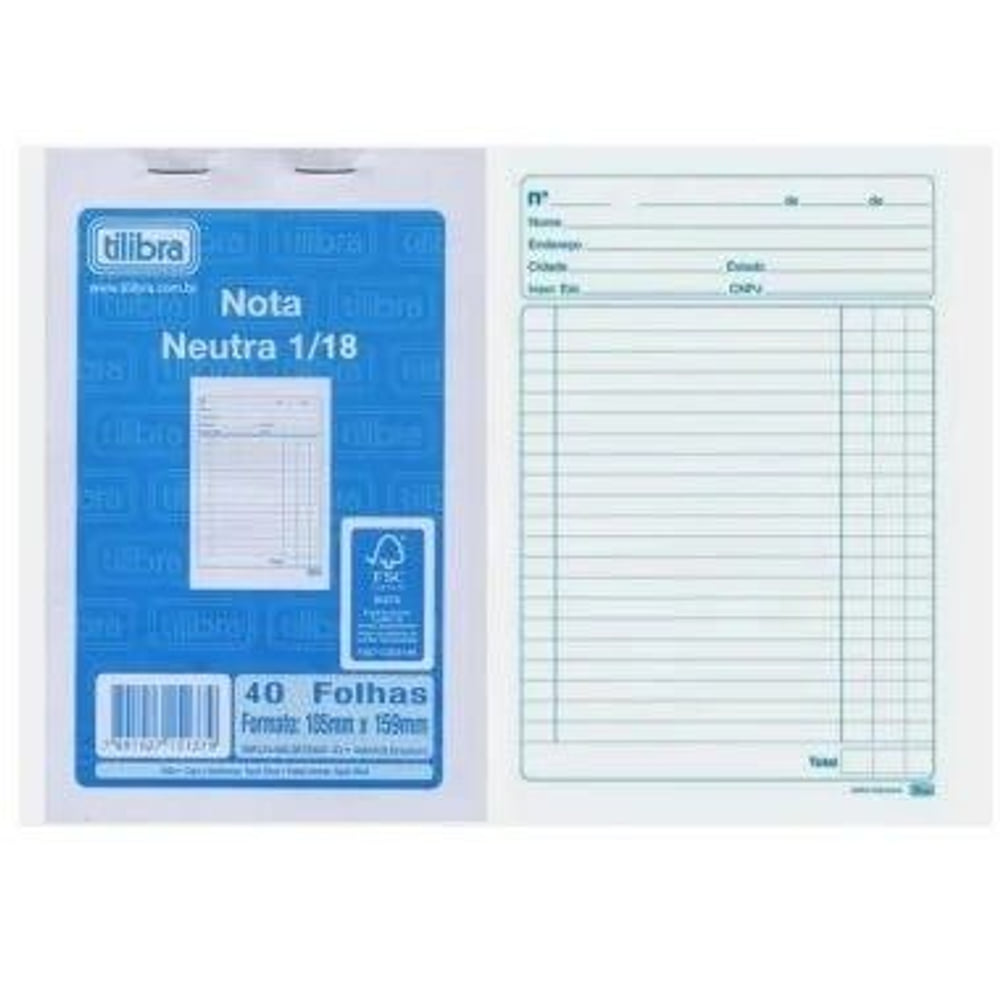Bloco Tilibra Nota Neutra 1/18 50 Folhas Médio