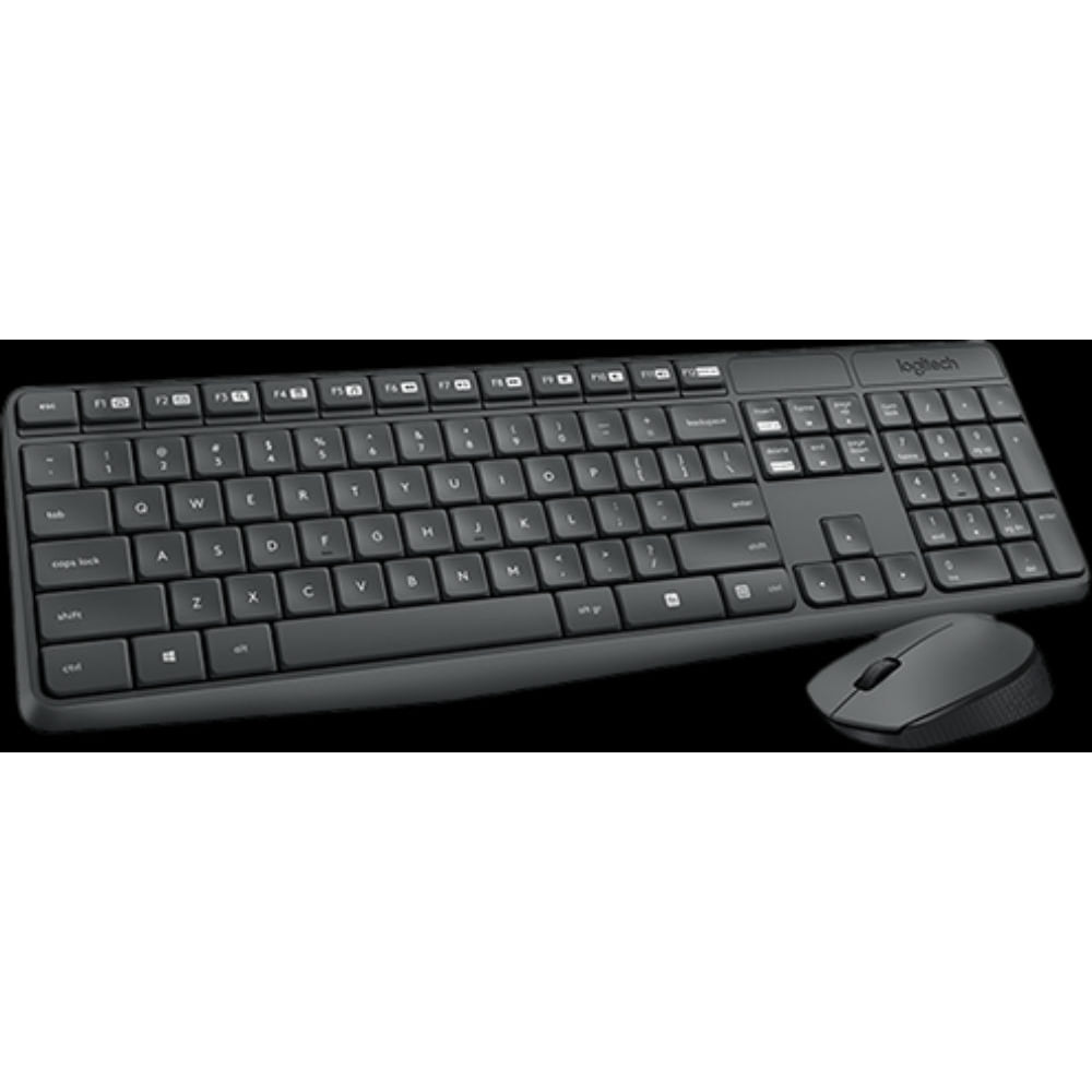 Teclado e Mouse Sem Fio Logitech MK235 Preto