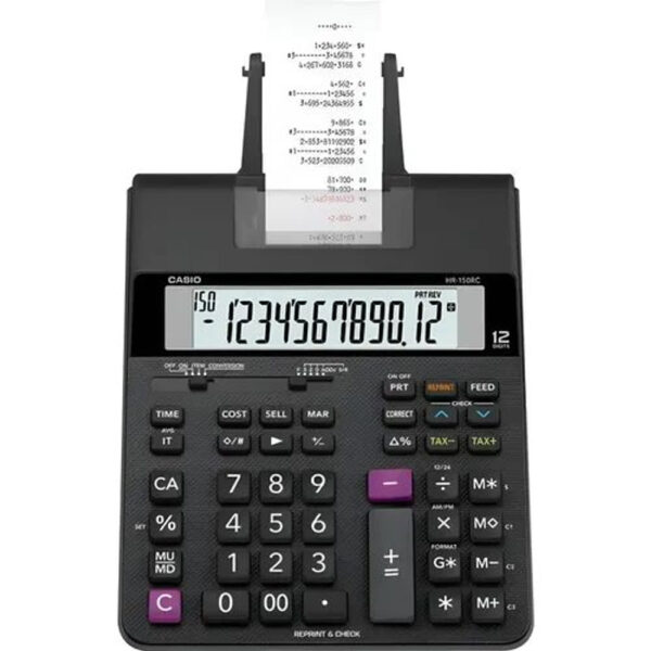 Calculadora com Bobina Casio HR 150RC B 12 Dígitos Preta
