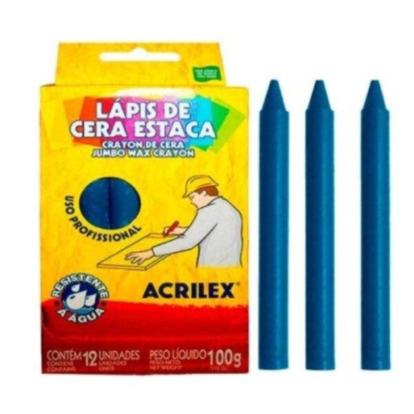 Lápis de Cera Acrilex C/12 501 Azul Turquesa