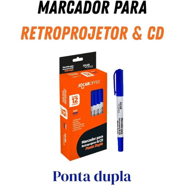 Marcador para CD/Retroprojetor Jocar Ponta Dupla 1mm Azul | UNIDADE