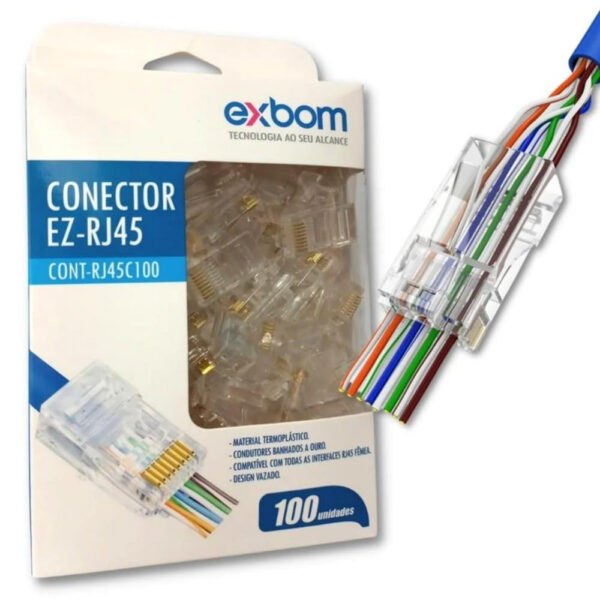 CONECTOR EXBOM CABO DE REDE EZ RJ45 VAZADO | UNIDADE
