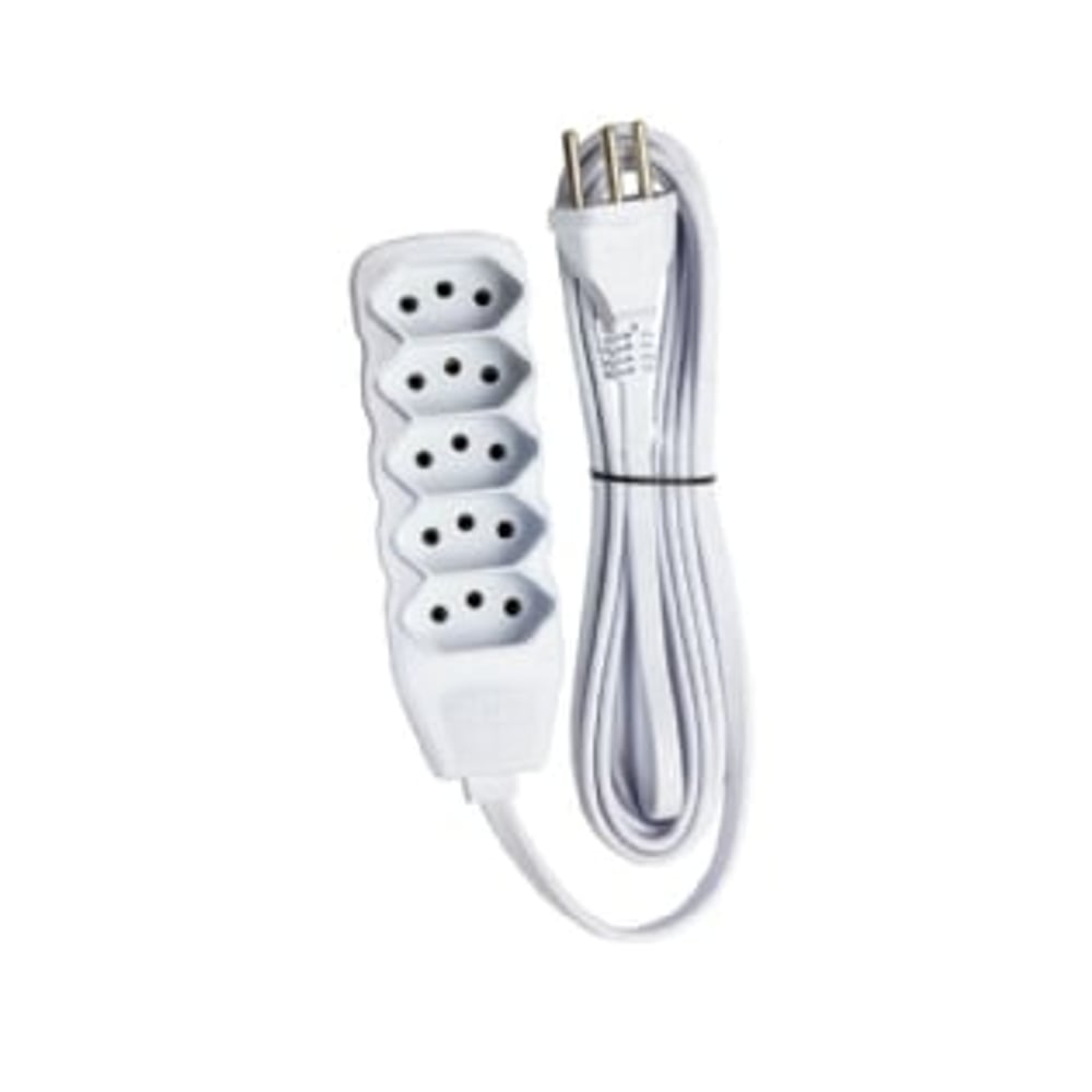 Extensão Force Line 3 Tomadas Slim Tripolar 5M Branco