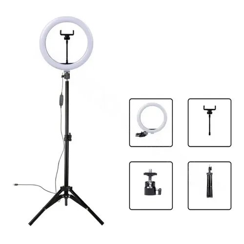 RING LIGHT LED ILUMINADOR 26CM  8POL TRIPE 210CM