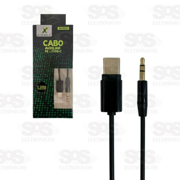 Cabo Auxiliar P2 para USB Type C 1 2m