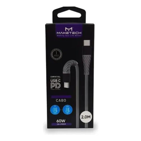 Cabo USB Modelo CA 212CC 2M 60W Cinza Maketech