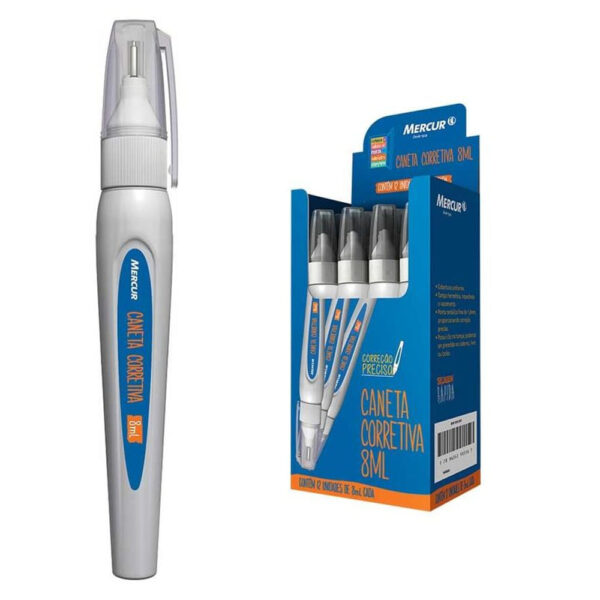 Caneta Corretiva Mercur Branca 8ml | UNIDADE