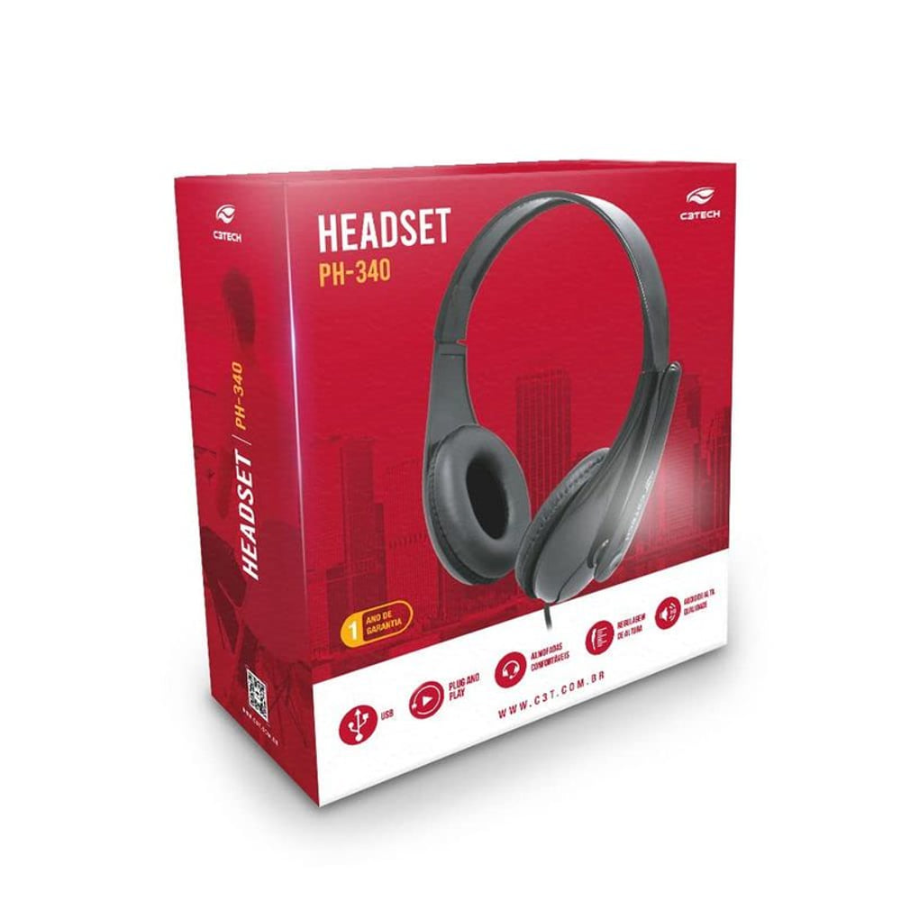 Headset C3Tech USB PH 340BK