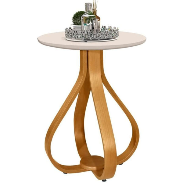 Mesa Lateral J A Móveis Inovare 0,45x0,62 Natural e Off White