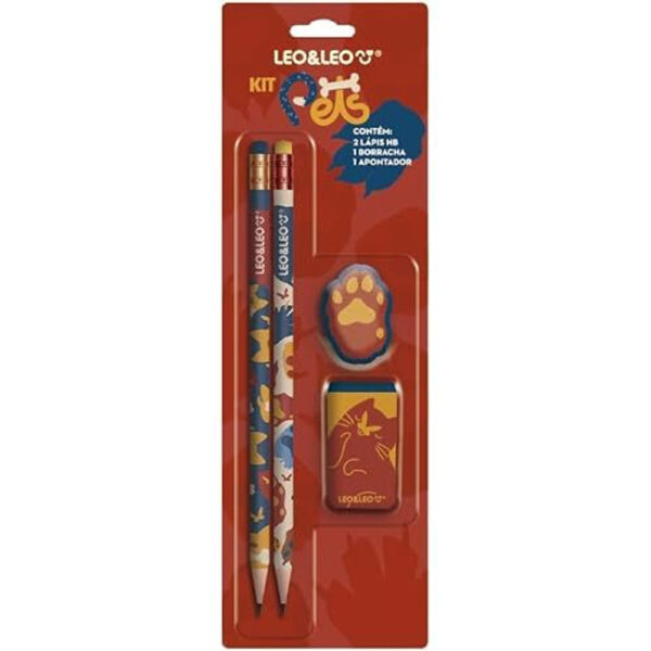 Kit Lápis HB Looney Tunes com Apontador e Borracha