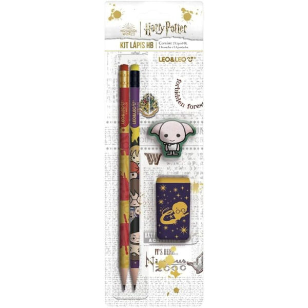 Kit Lápis HB Leo Leo Harry Potter com Apontador e Borracha