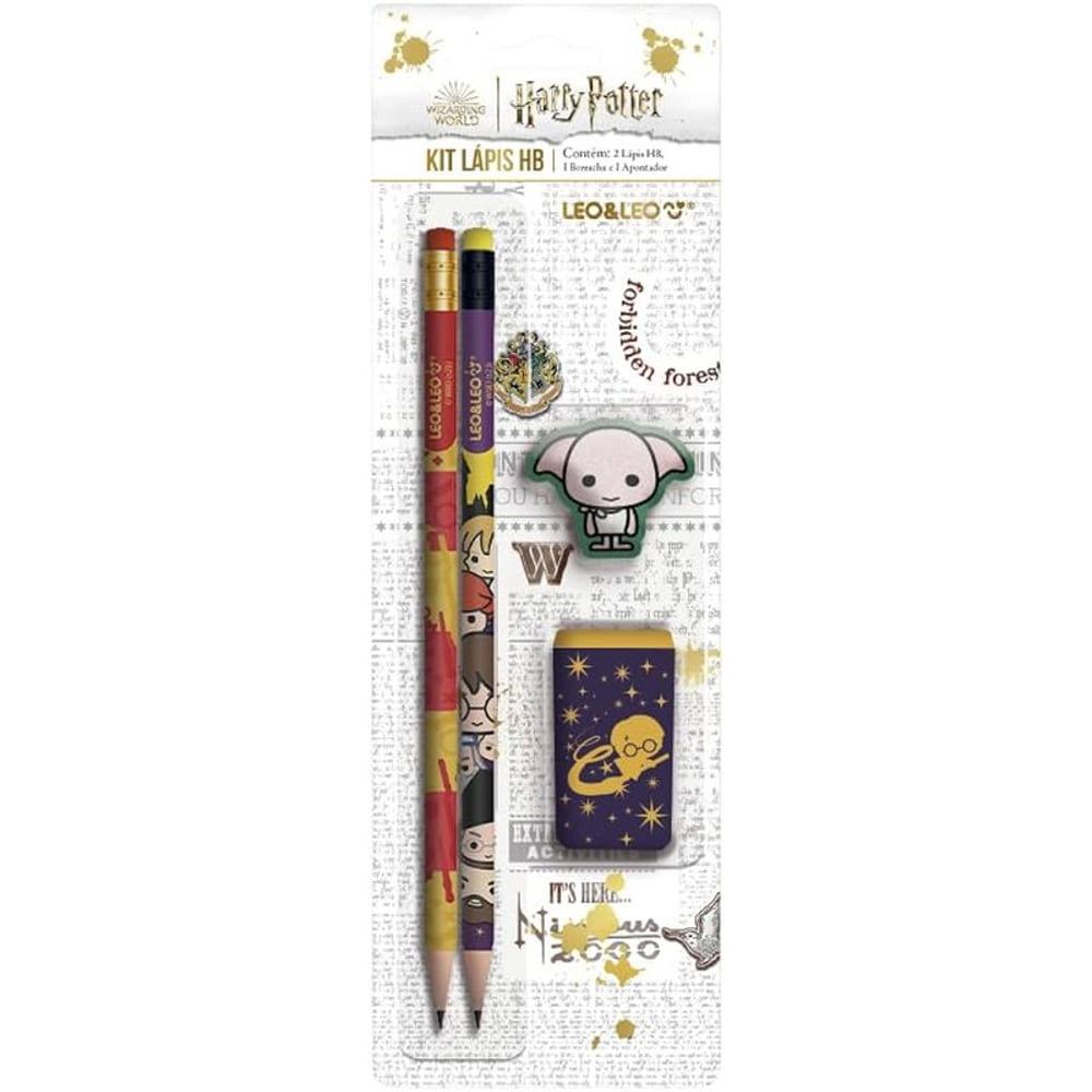 Kit Lápis HB Leo Leo Harry Potter com Apontador e Borracha
