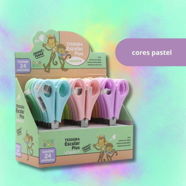 TESOURA LEOLEO ESCOLAR PLUS PASTEL TREND | UNIDADE