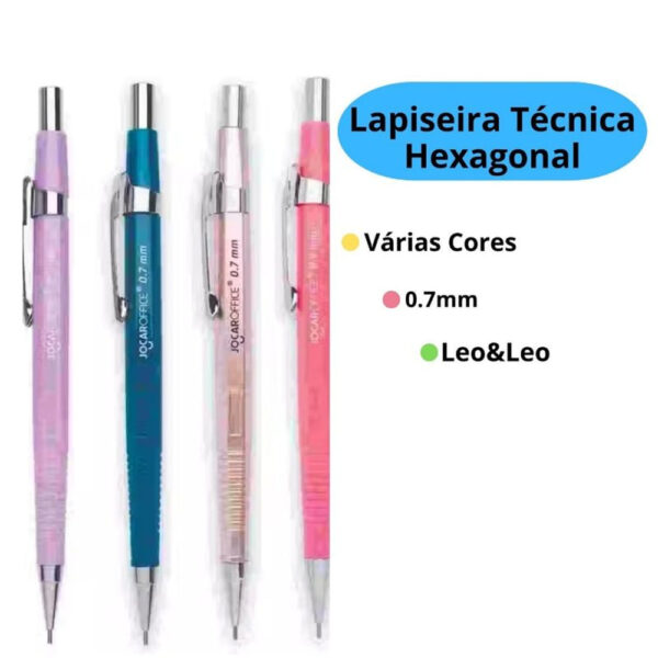 Lapiseira Leoleo Técnica Hexagonal 0 7mm Cores Mistas