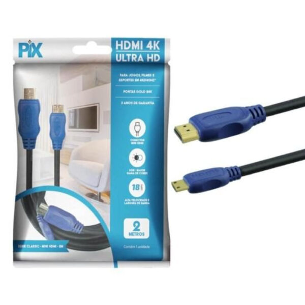 Cabo PIX Mini HDMI x HDMI 2 0 4K 19P 2m