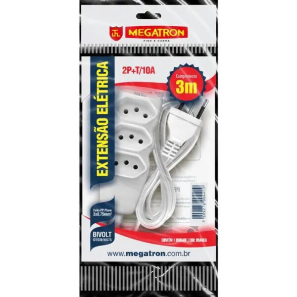 Extensão Megatron Tripla 5M 10A Branca