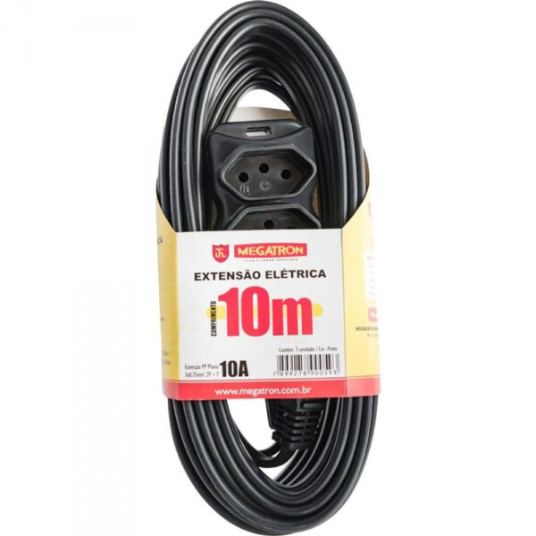 Extensão Megatron Tripla 3m 10A Preto