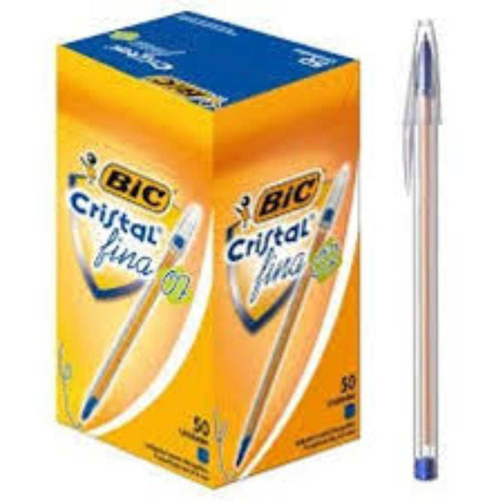 Caneta Bic Cristal Fina Azul Corpo Amarelo | UNIDADE