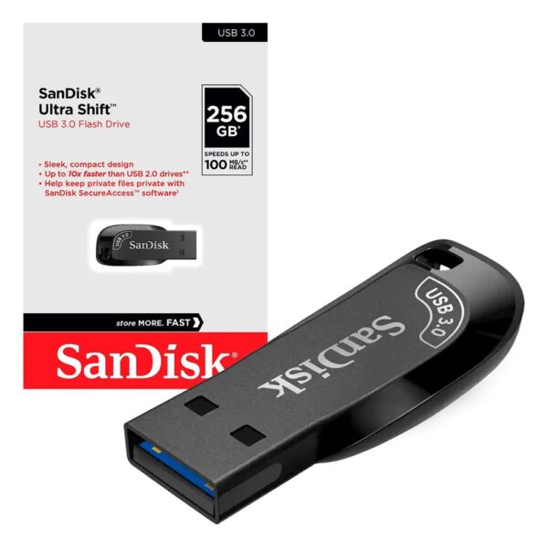 Pen Drive SanDisk Ultra Shift 256GB USB 3 2 Gen 1 Preto