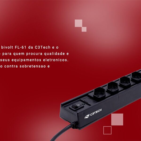 Extensão Filtro de Linha C3Tech com 6 Tomadas FL 61BK