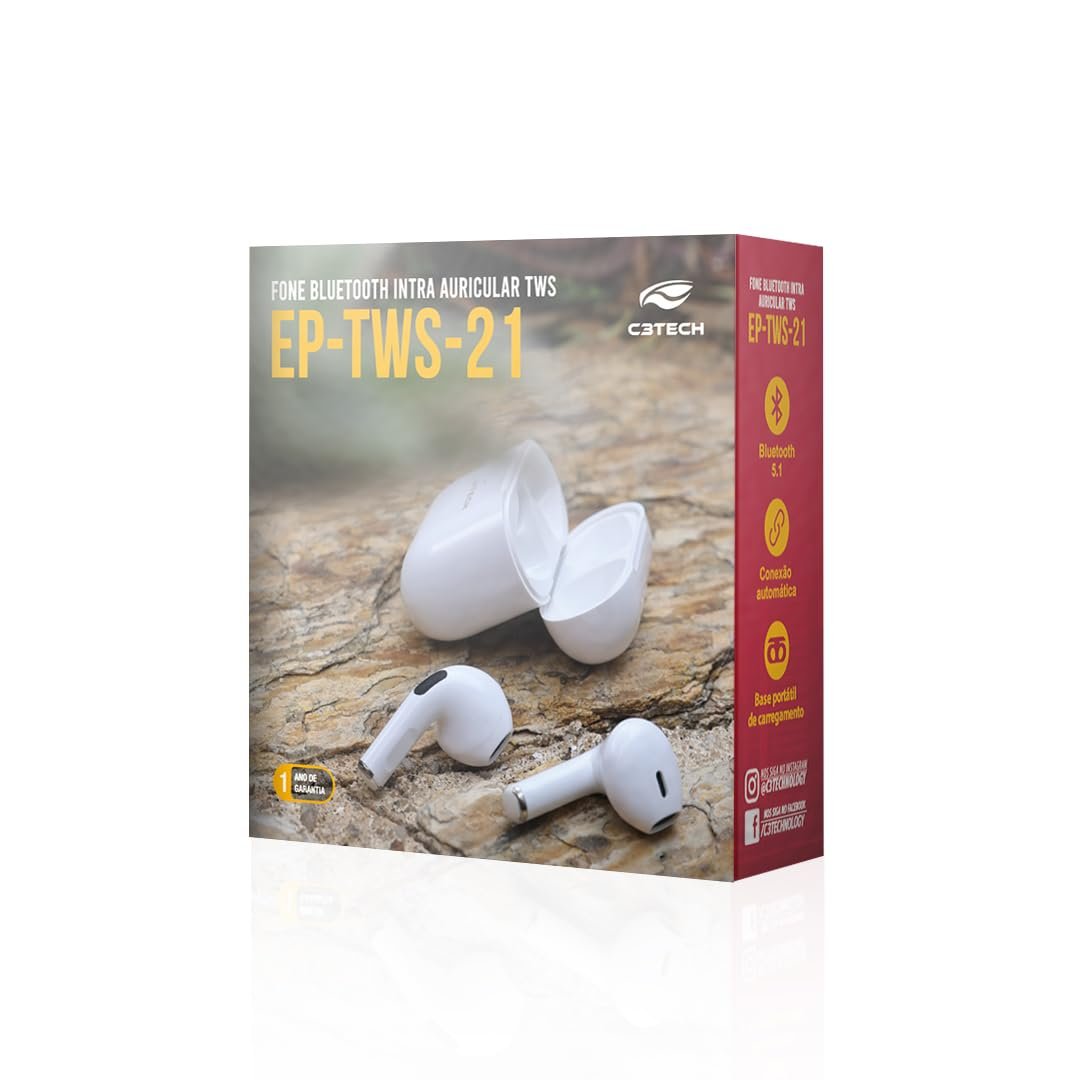 Fone de Ouvido TWS Bluetooth 5 1 C3Tech EP TWS 21BK