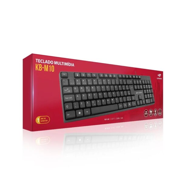 Teclado USB Multimídia KB M10BK Preto C3Tech